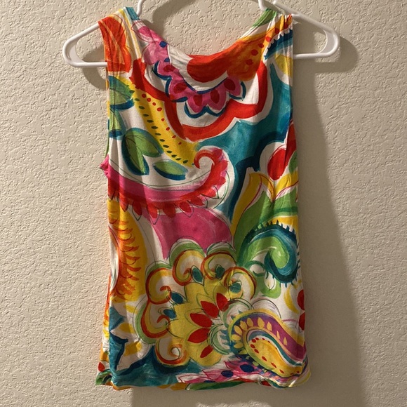 Leo narducci medium viscose blend tank blouse colorful fun pattern RARE - Picture 5 of 5